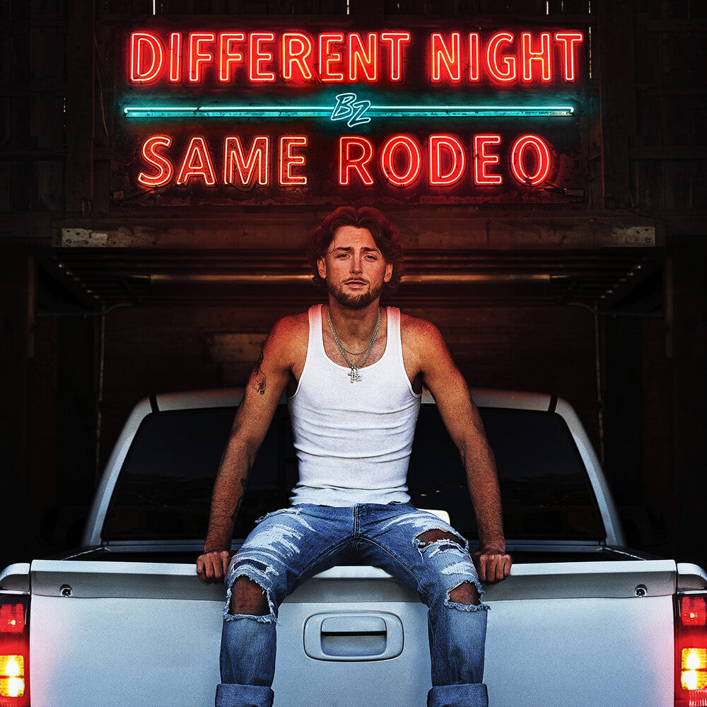 the album cover for Bailey Zimmerman - Different Night Same Rodeo