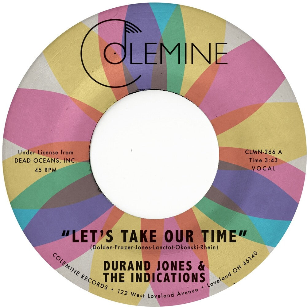 the album cover for Durand Jones & The Indications - Let's Take Our Time / Flower Moon