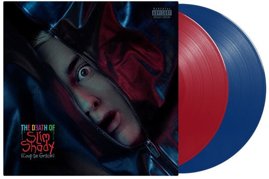 the album cover for Eminem - The Death of Slim Shady (Coup de Grace) [Red &amp; Blue Opaque 2 LP]