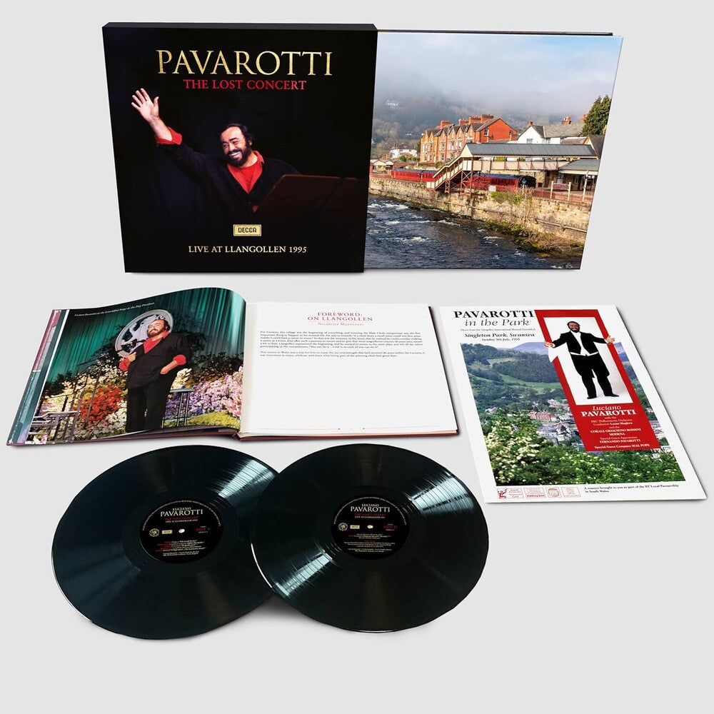 the album cover for Luciano Pavarotti - Lost Concert: Live At Llangollen 1995 [2 LP/Book]